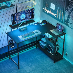 Γωνιακό Ηλεκτρικό Γραφείο Gaming με LED & USB θύρες 114.5x82x91.5εκ. Μαύρο