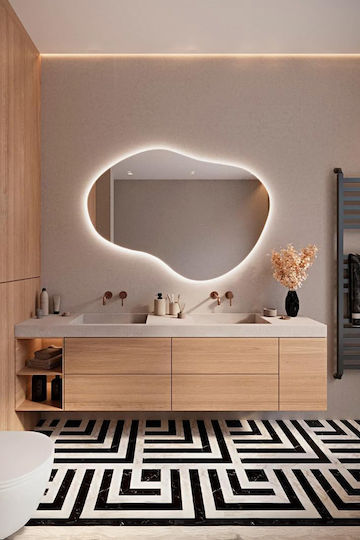 SteweHome STE-009784-V9445-129568 Καθρέπτης Led Αφής από MDF 90x60cm Λευκός