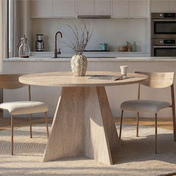 Virela Round Dining Room Table Travertine 120x120x75cm