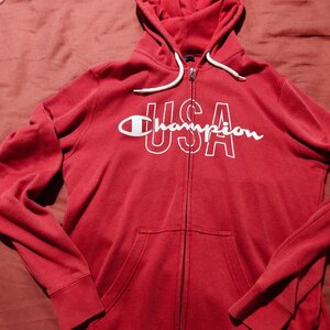 Champion Hooded Full Zip Sweatshirt Men's Hooded Cardigan Red 211591-RS502