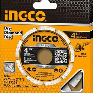 Ingco Δίσκος Κοπής Δομικών Υλικών με 9 Δόντια 115mm 2τμχ DMD0111523