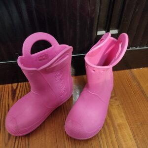 Crocs Παιδικές Γαλότσες Handle Rain Ροζ 211056-6TW
