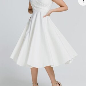 RichgirlBoudoir Midi Φόρεμα για Γάμο / Βάπτιση Off-Shoulder Λευκό 6293O_002
