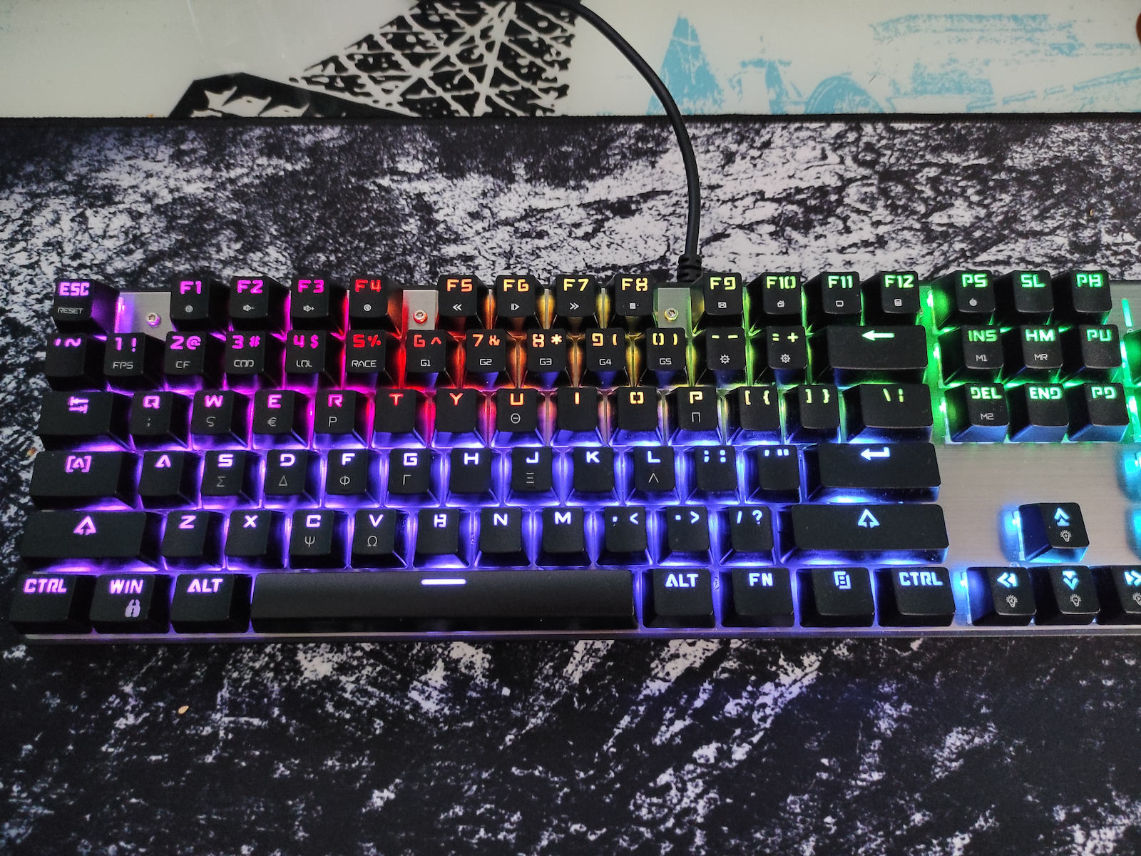 Motospeed Inflictor CK104 Gaming Μηχανικό Πληκτρολόγιο με Outemu Black διακόπτες και RGB φωτισμό (Ελληνικό) Ασημί