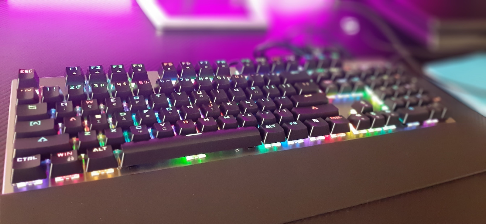 Motospeed CK108 Gaming Μηχανικό Πληκτρολόγιο με Outemu Blue διακόπτες και RGB φωτισμό (Ελληνικό) Γκρι