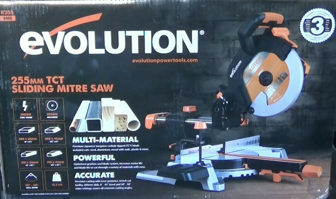 Evolution Miter Saw Electric Sliding with Power 2000W & Cutting Disc Diameter 255mm