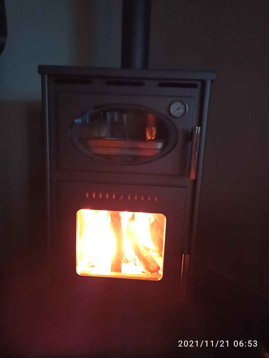 Alfatherm ALB02-S Metallisch Holzofen Luftheizung mit Ofen 11kW Schwarz