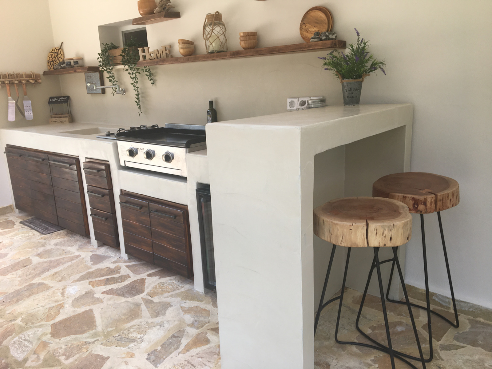 Σκαμπό Μπαρ Μεταλλικό Atrium Φυσικό / Μαύρο 45x42x76εκ.