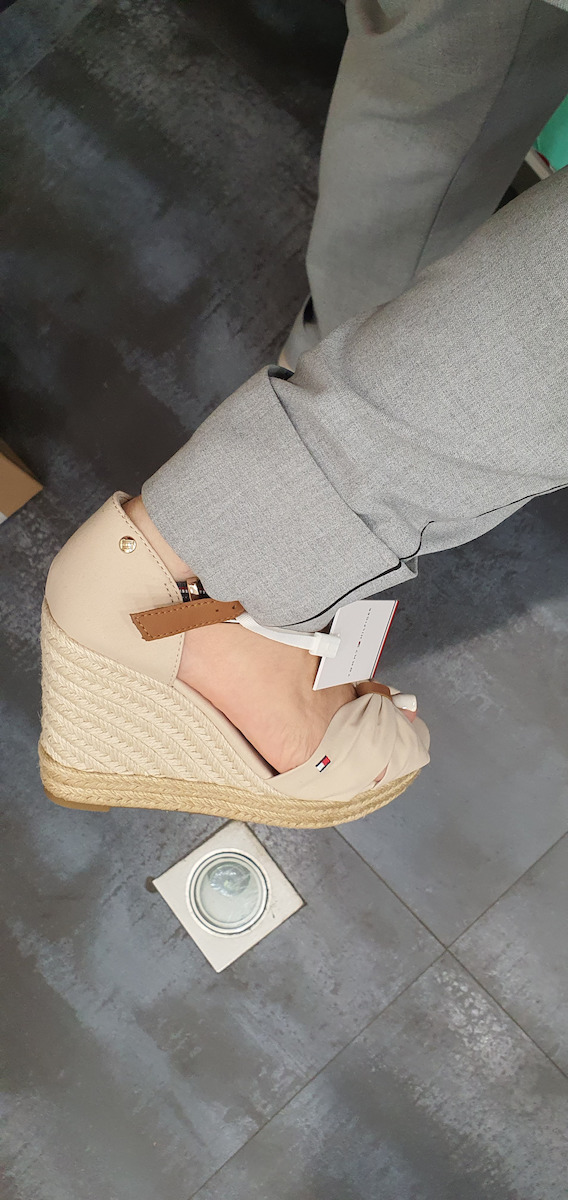 Women's Fabric Ankle Strap Platforms Navy Blue