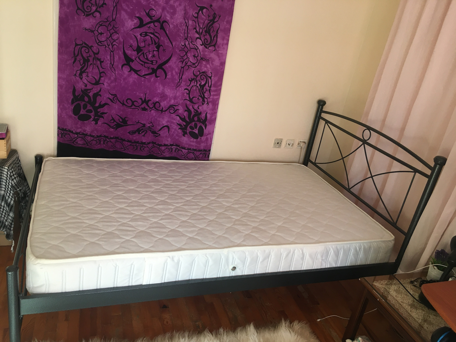 Sikinos Bed Double Metal Rust with Slats & Mattress 140x190cm