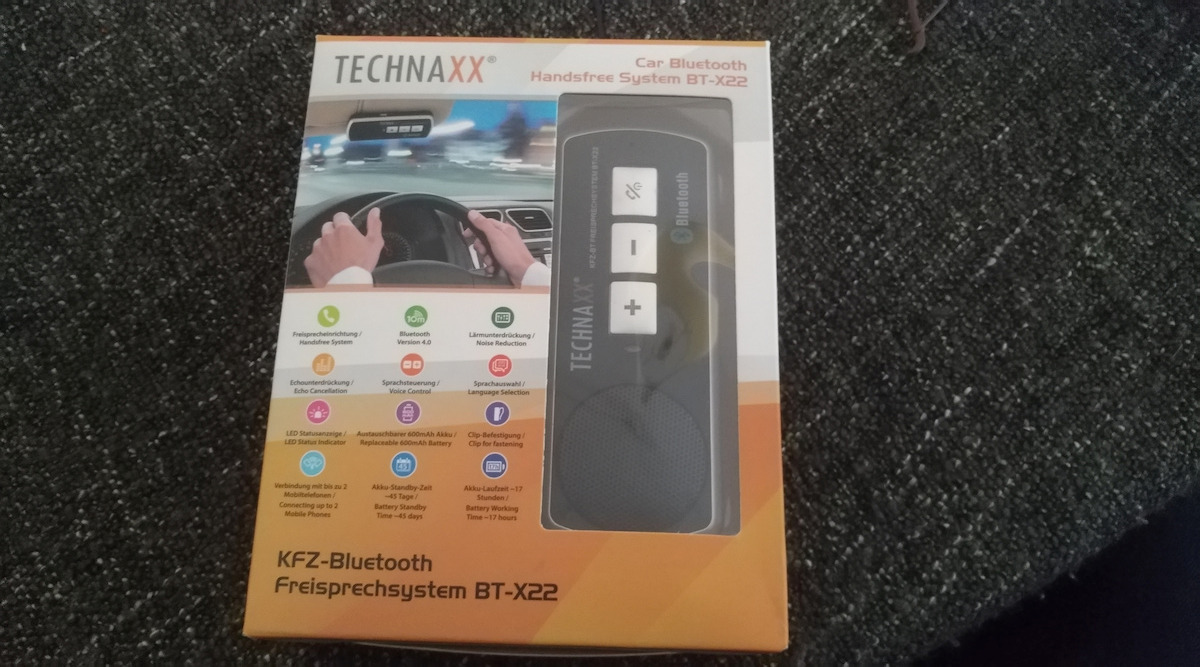 Technaxx BT-X22 Bluetooth® Freisprecheinrichtung Gesprächs-Zeit (max.): 20h