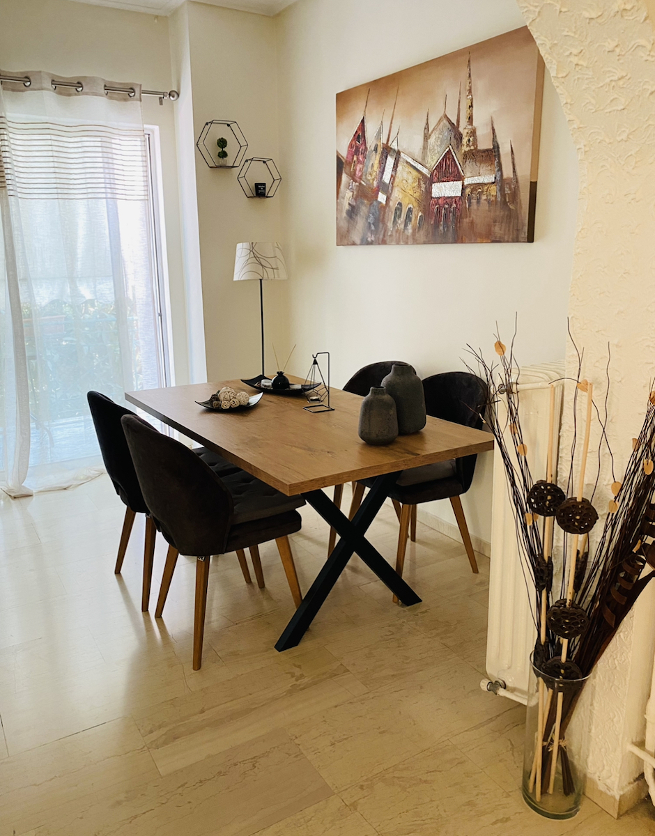 Tor Tisch Speisesaal Holz mit Metallgestell Golden Oak 160x85x75cm
