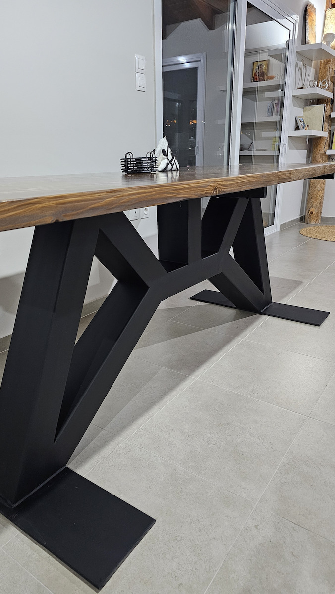 Handmade Dining Table Metal Wood H0.80 x L2.50 x W0.80 Molfs