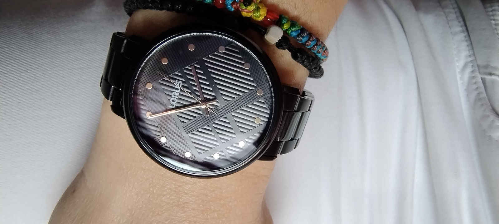 Lorus Herrenuhr 36mm Batterie mit Schwarz Metallarmband