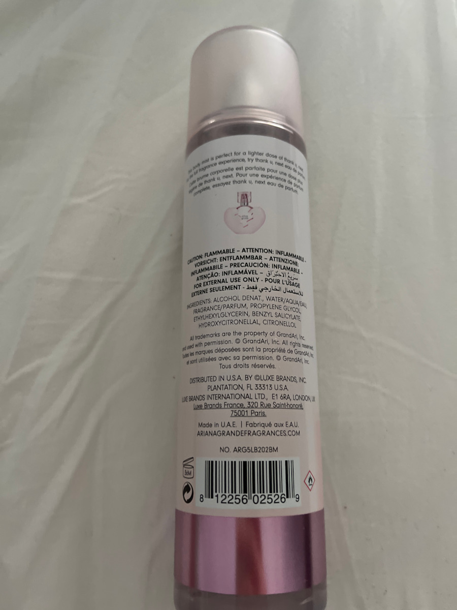 Ariana Grande Thank U Next Spray de corp 240ml