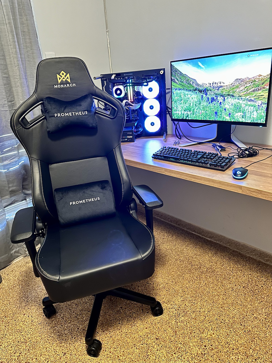 Monarch Gear Prometheus Καρέκλα Gaming Δερματίνης με Ρυθμιζόμενα Μπράτσα Midnight Black