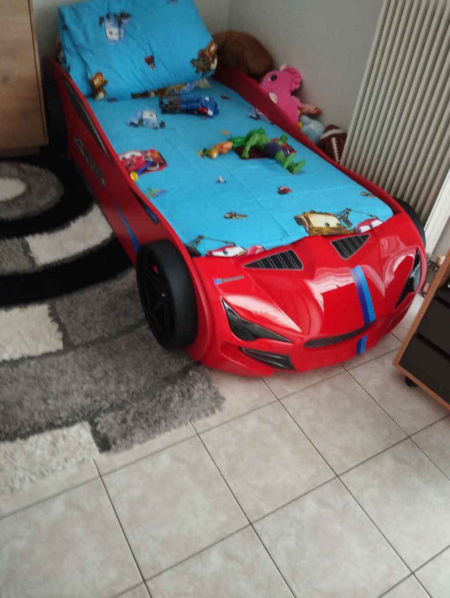 Turbo Plus Детско Легло Кола Единично Бял за Матрак 90x190см