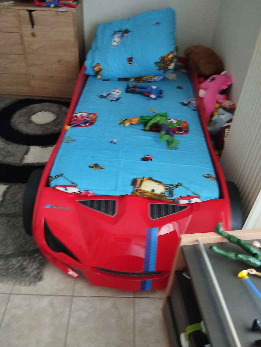 Turbo Plus Детско Легло Кола Единично Бял за Матрак 90x190см