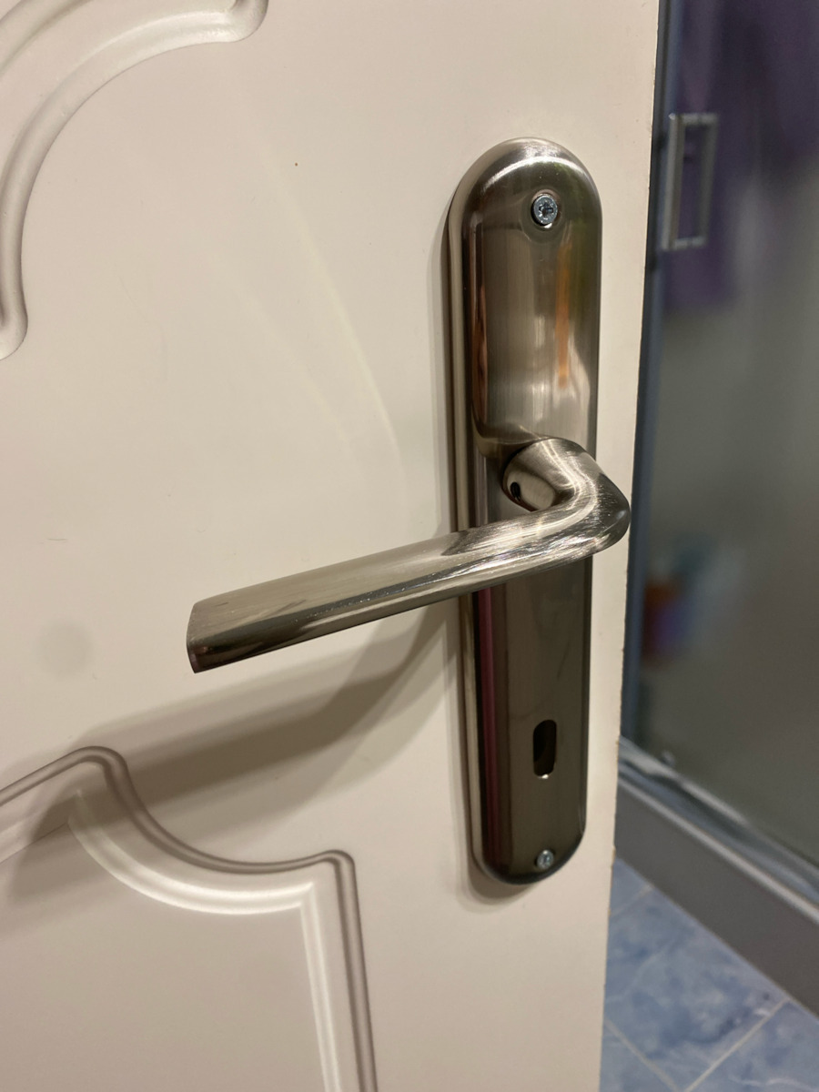 Viobrass Middle Door Lever With Plate Pair (Distance Between Lock Centers 75mm) Matte Nickel