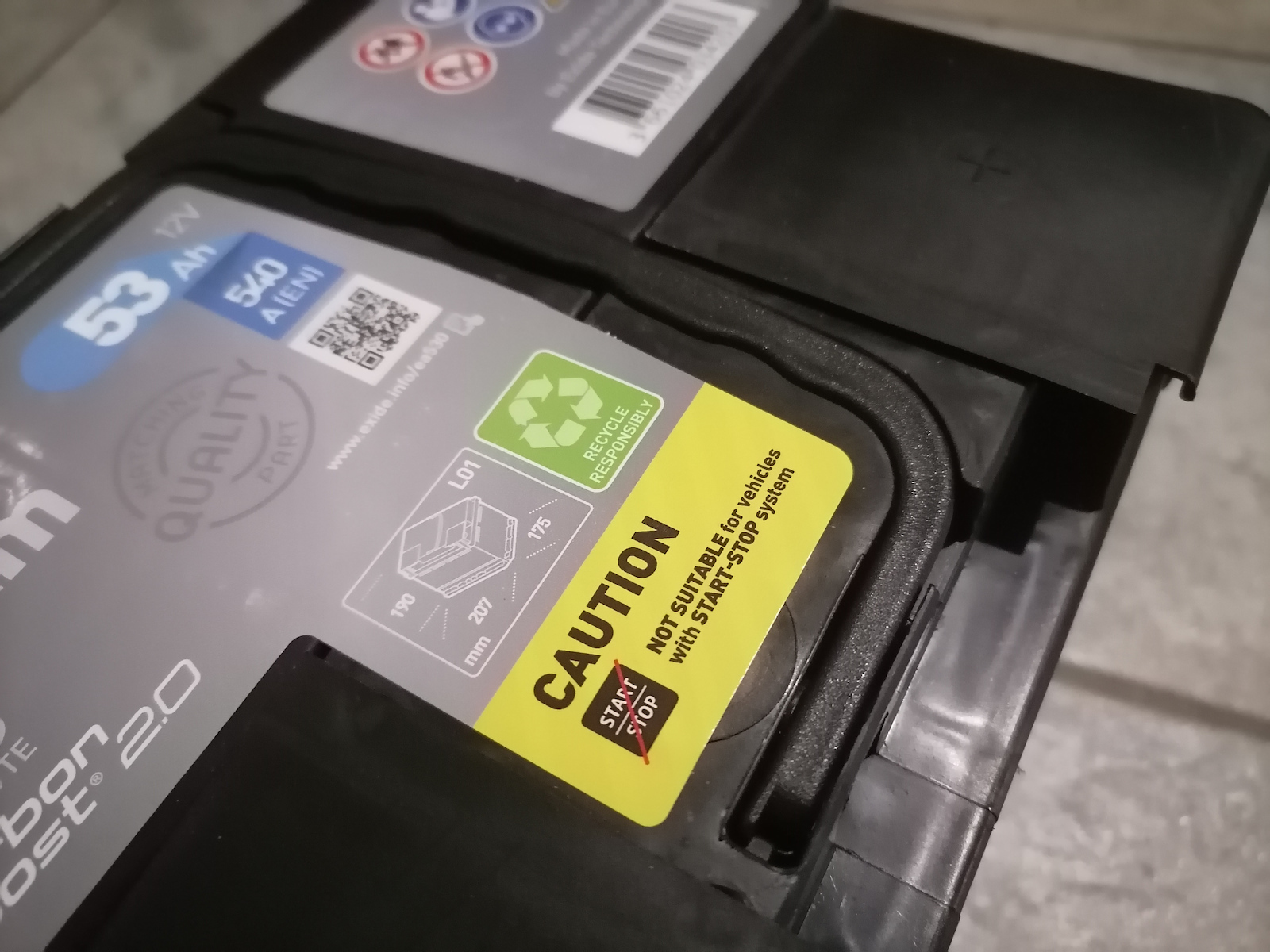 Exide Μπαταρία Σκάφους / Αυτοκινήτου με Χωρητικότητα 53Ah και CCA 540A