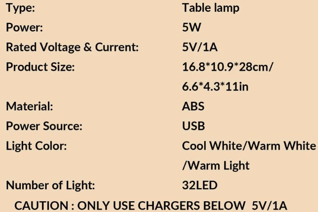 Rechargeable LED Office Lamp Foldable in White Color