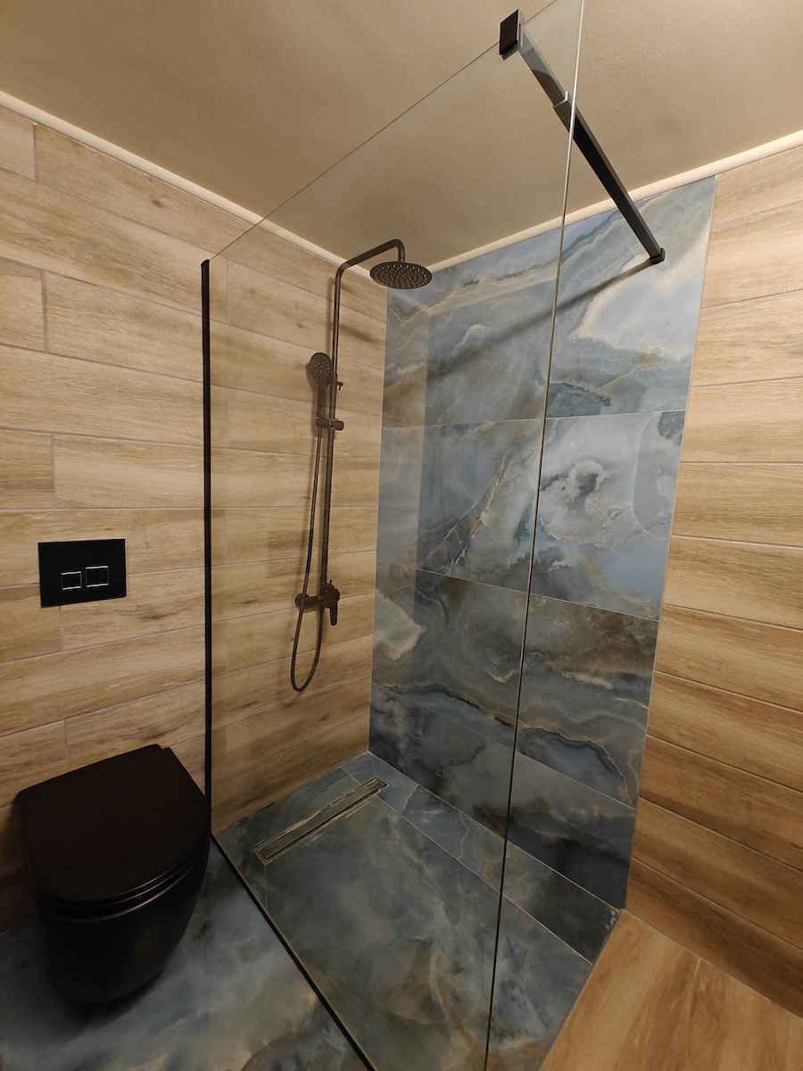 Tema Divider De Verandă Duș 120x195cm Sticlă Transparentă Neagră