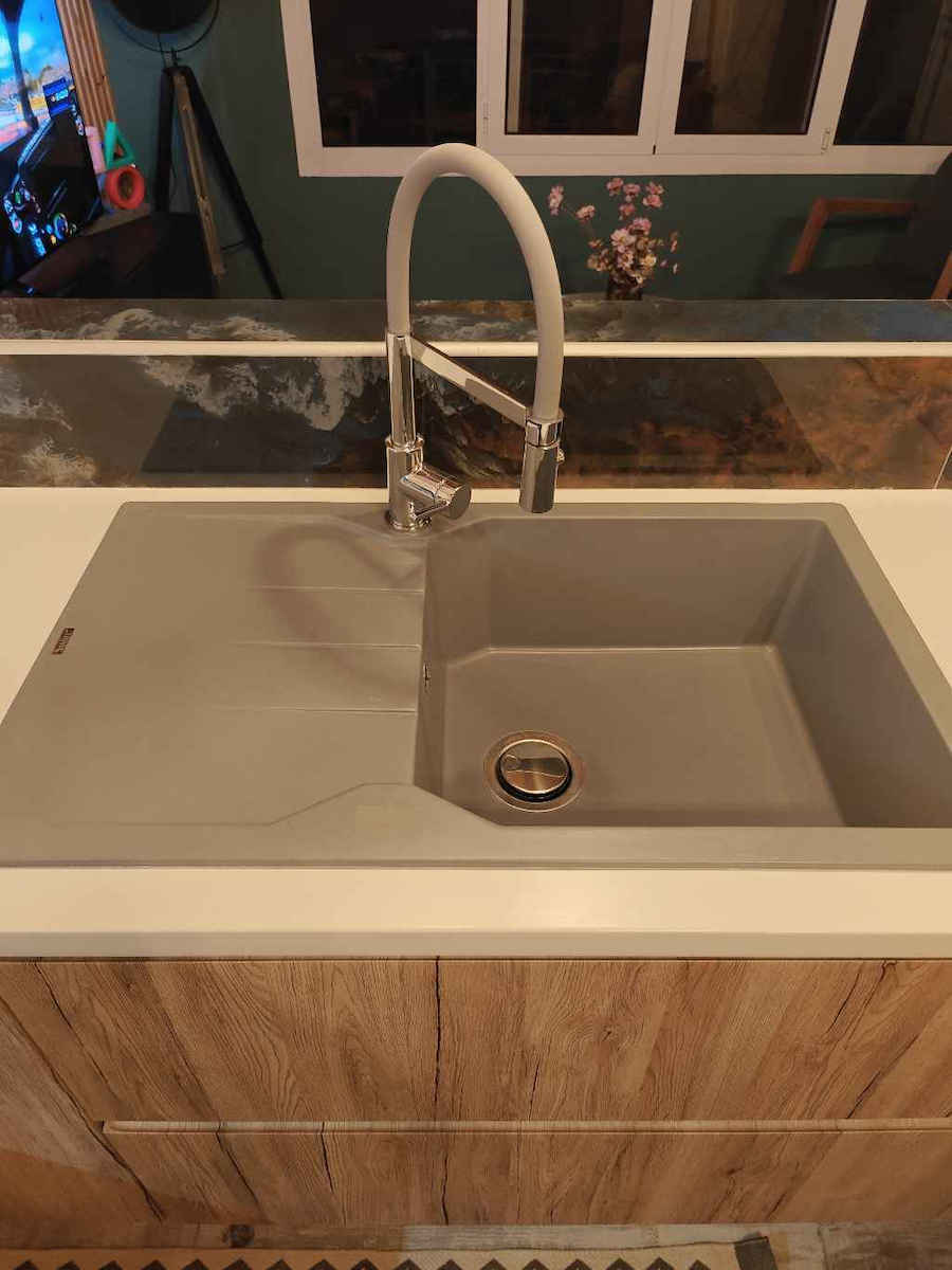 Sanitec Ultra Granite Drop-In Spüle aus Verbundgranulat B86xT50cm Pietra