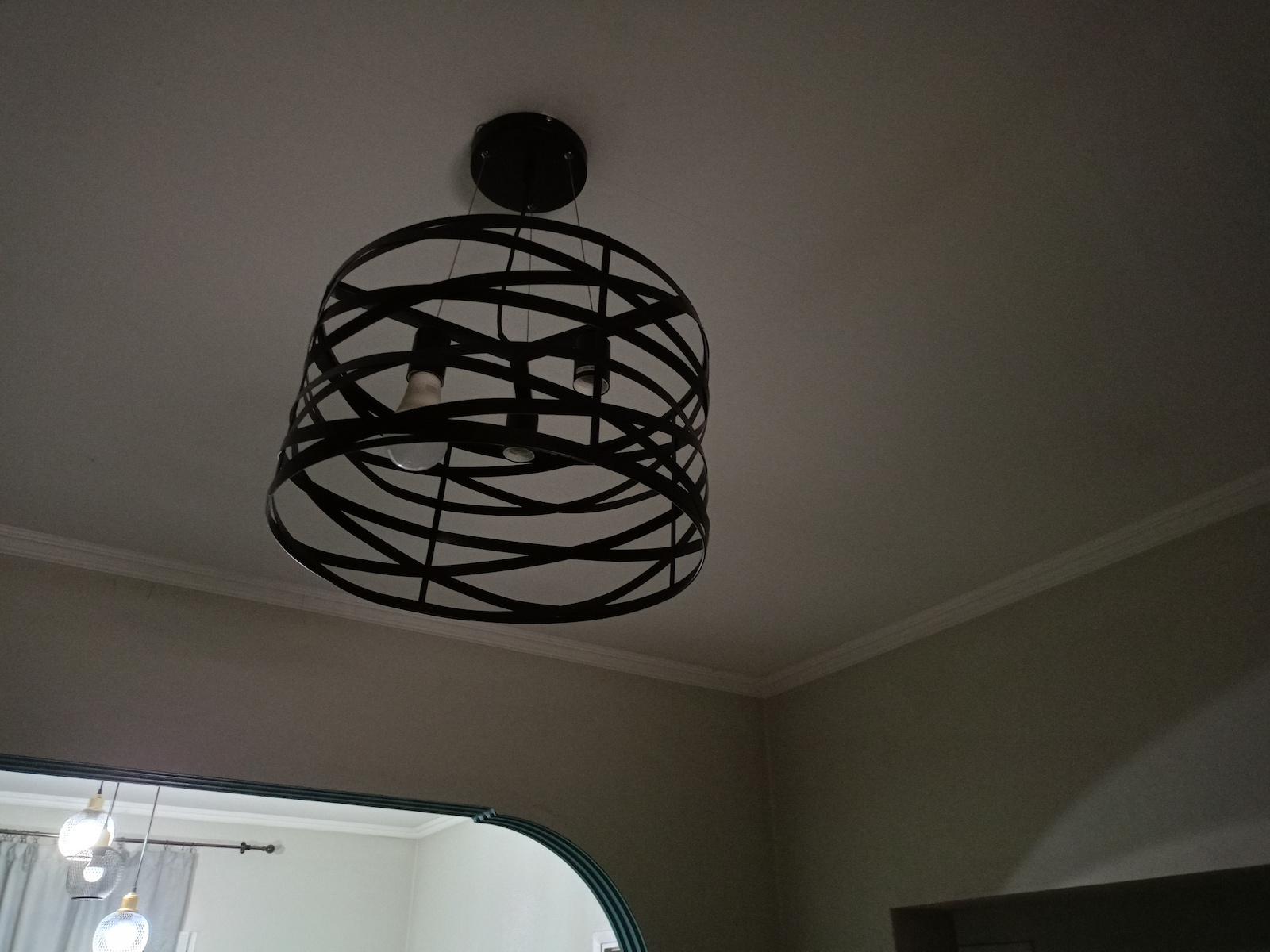GloboStar Token Pendant Light Black Grid with Socket E27 43cm