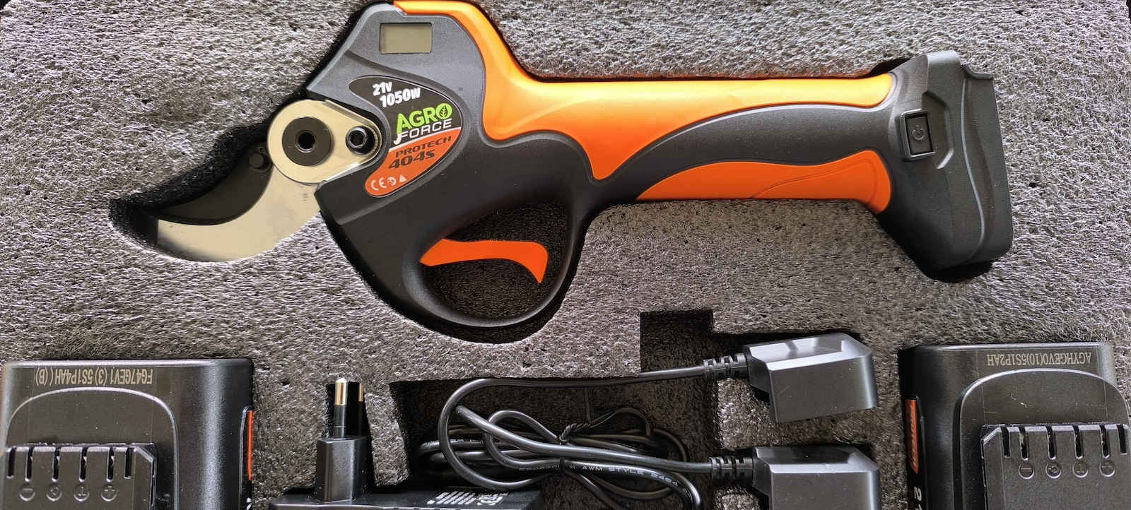Agroforce Protech-404S Pruning Shears Battery Brushless 21V 2x4Ah/2.6Ah with Maximum Cutting Diameter 40mm