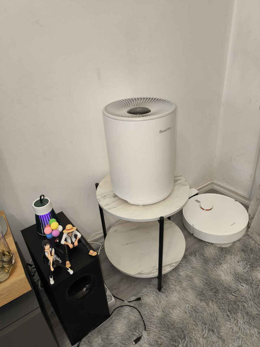 Rundes Beistelltisch Algeti Holz Weiß M40xL40xH43cm