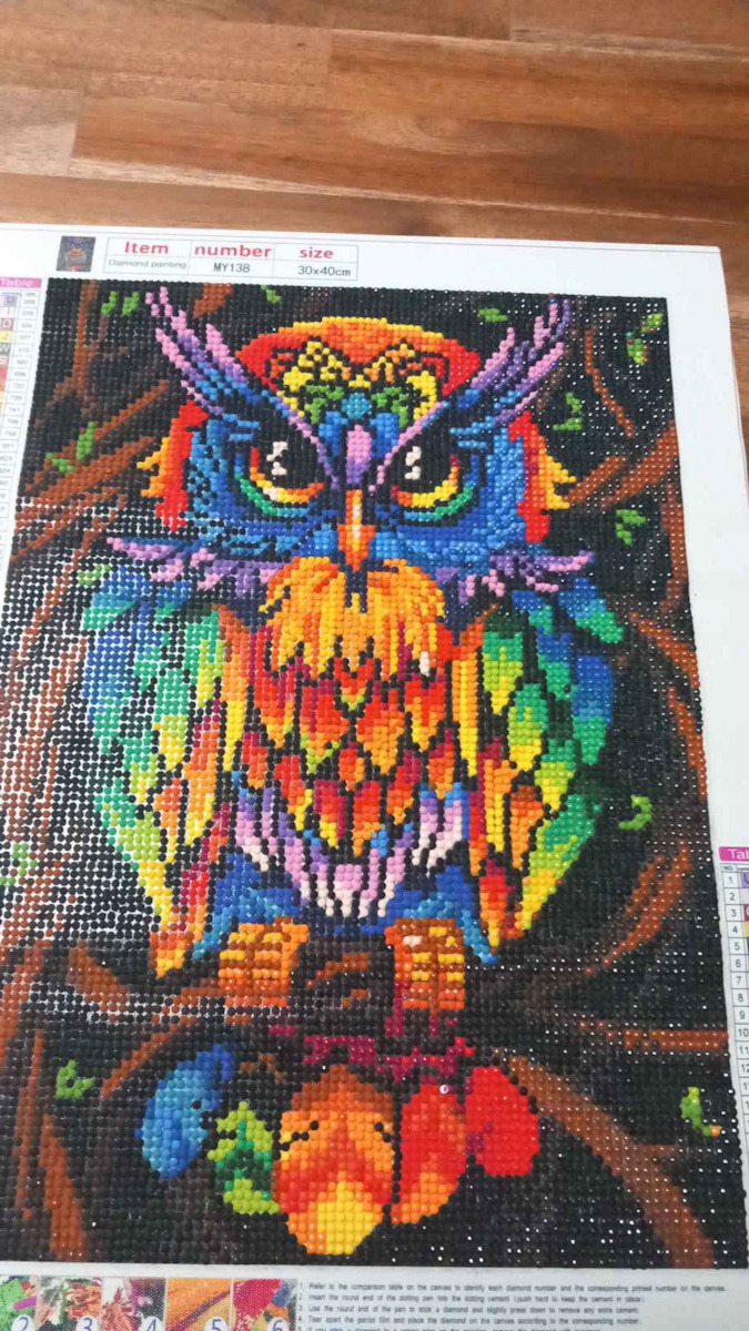 Malatec Mosaic Art Bufniță Multicoloră Pânză Diamond Painting Kit 40x30cm AT100715