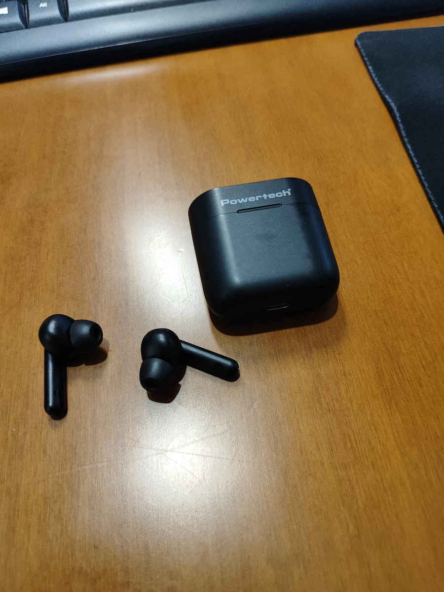 Powertech PT-1227 In-ear Bluetooth Handsfree Ακουστικά με Αντοχή στον Ιδρώτα και Θήκη Φόρτισης Μαύρα
