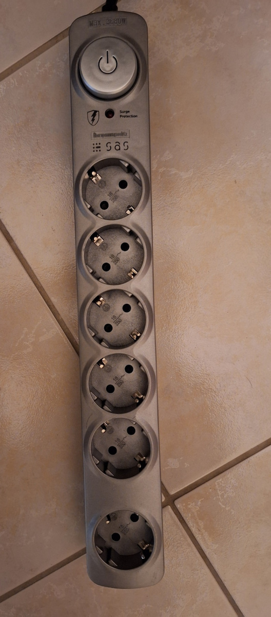 SAS Power Strip with Surge Protection 6 Positions with Switch and Cable 1.5m Silver