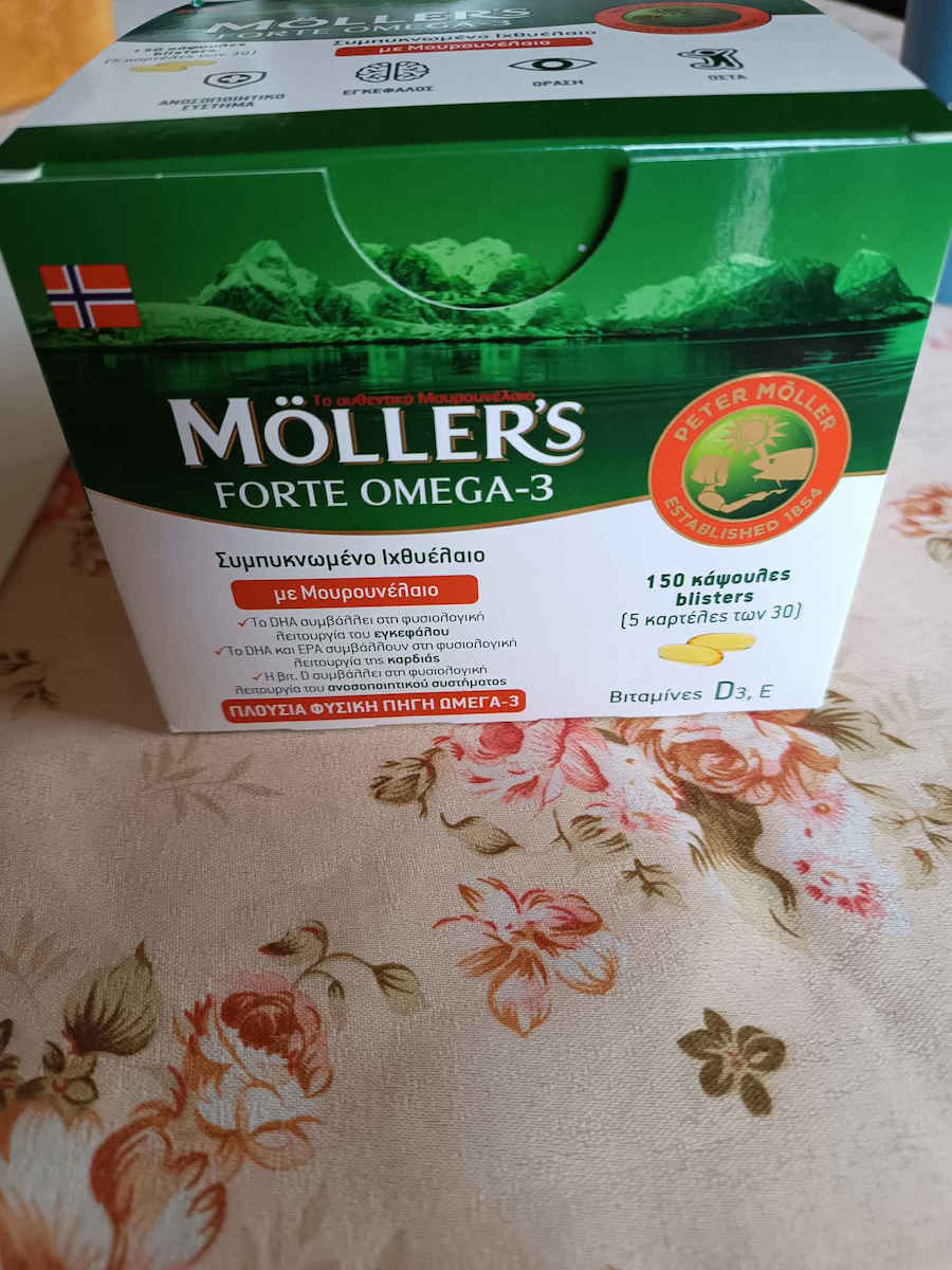 Moller's Forte Omega-3 Масло от черен дроб на треска и рибено масло Подходящо за деца 30 капси
