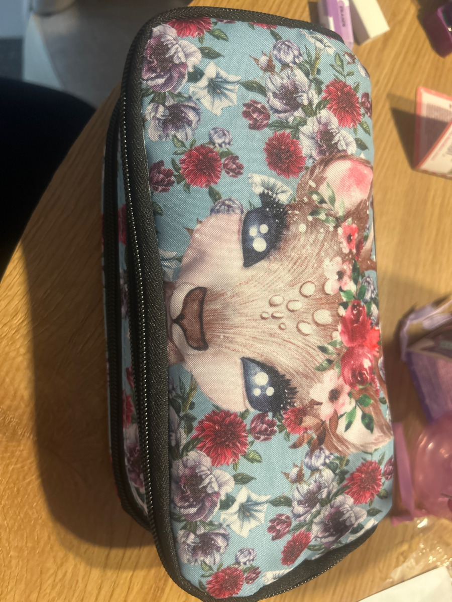 Back Me Up Deer Pencil Case with 2 Compartments Turquoise