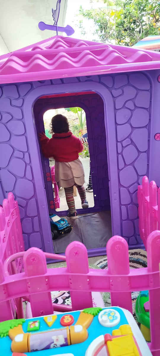 Pilsan Plastic Kids Playhouse with Fence Purple Stone 114x114x151cm