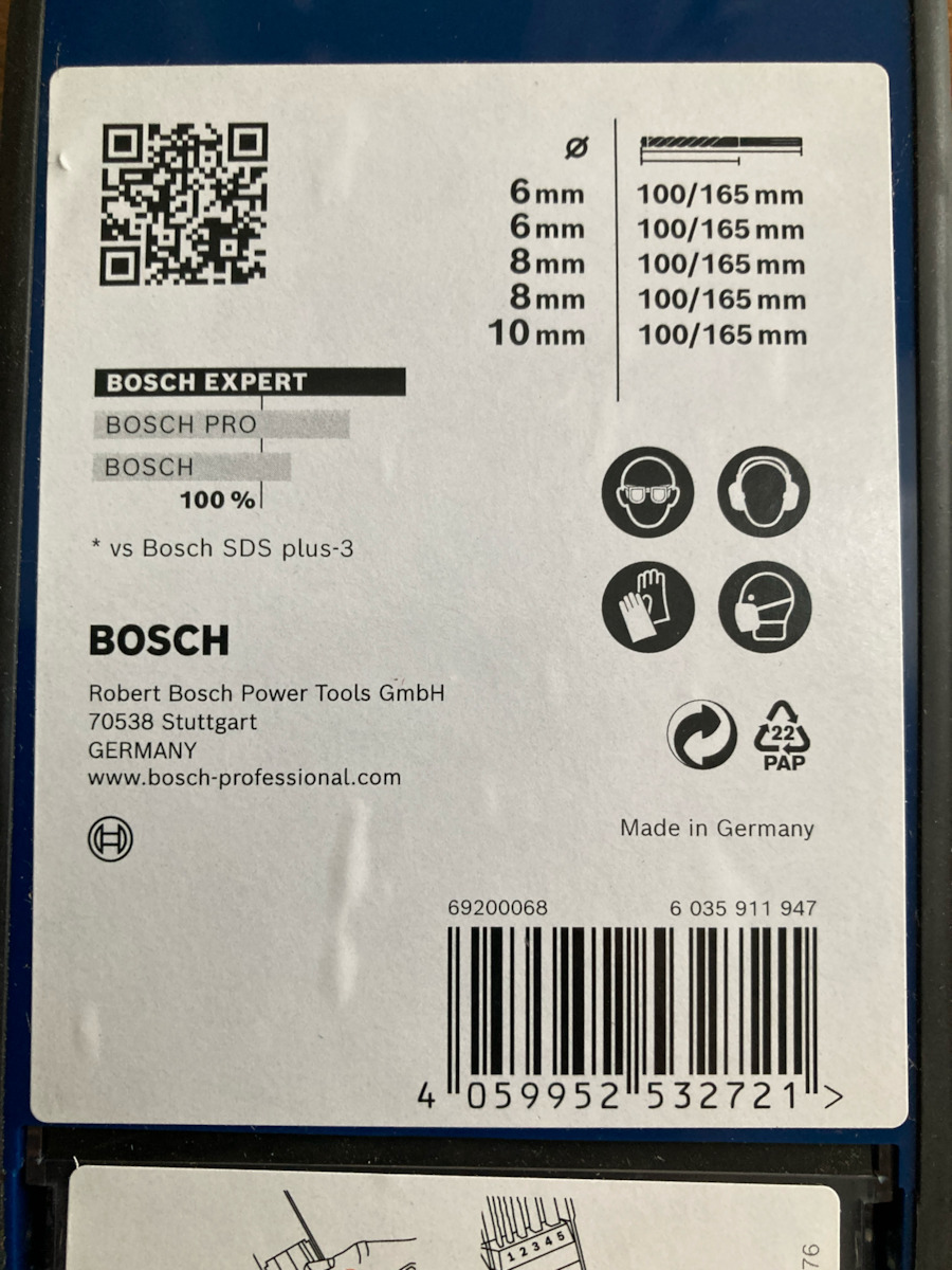 Bosch Σετ 5 Τετράκοπα Διαμαντοτρύπανα Καρβιδίου με SDS Plus Στέλεχος για Δομικά Υλικά και Μέταλλο