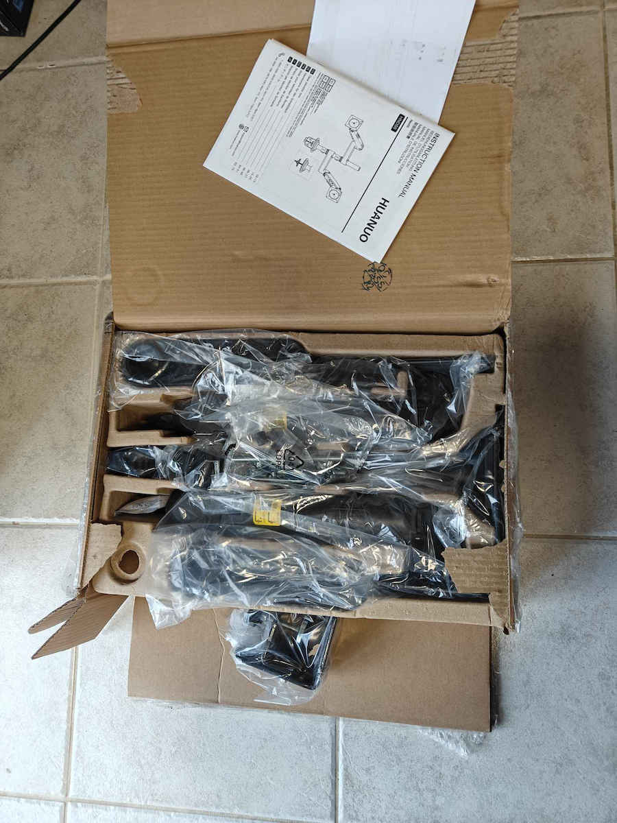Huanuo HNDS8 Stand Desk Mounted for 2 Monitors up to 32" with Arm