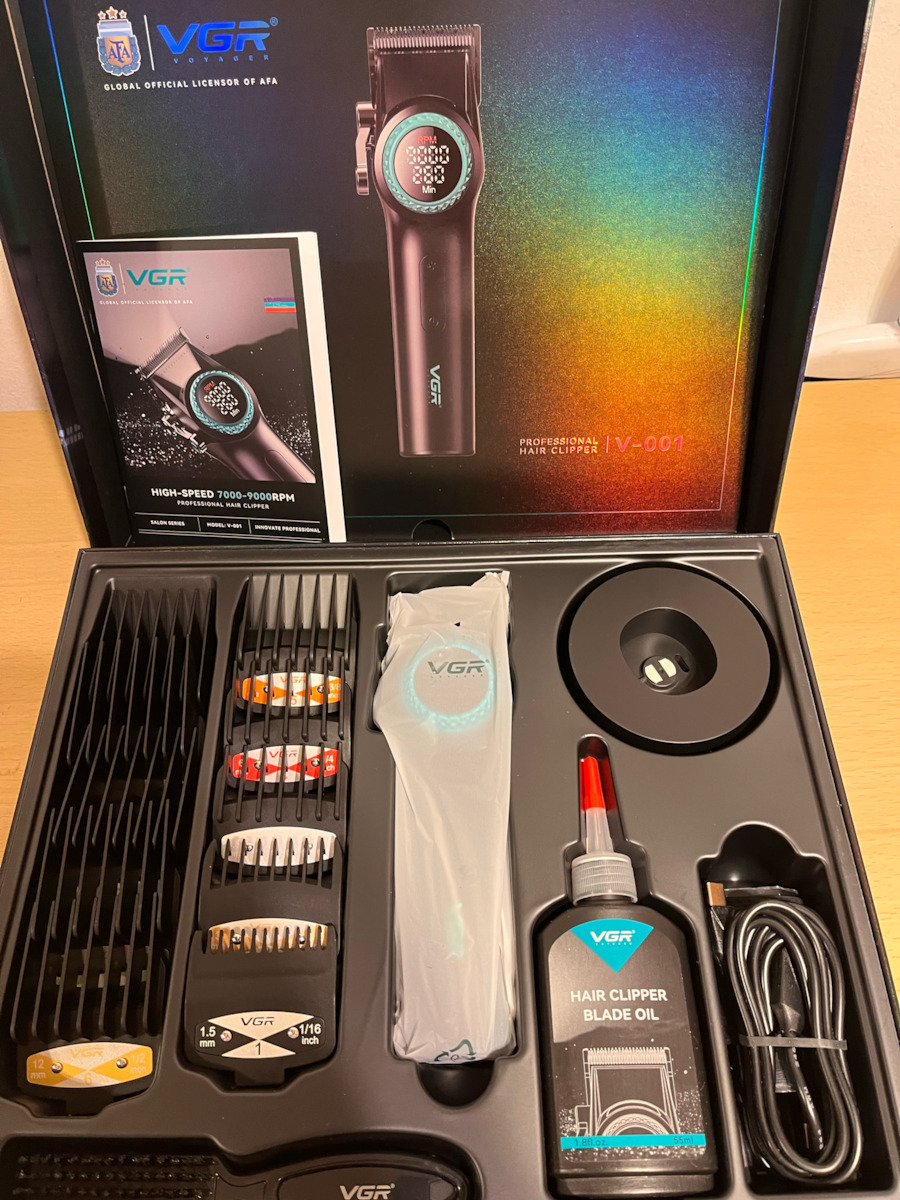 VGR Professional Rechargeable Hair Clipper Gray V-001