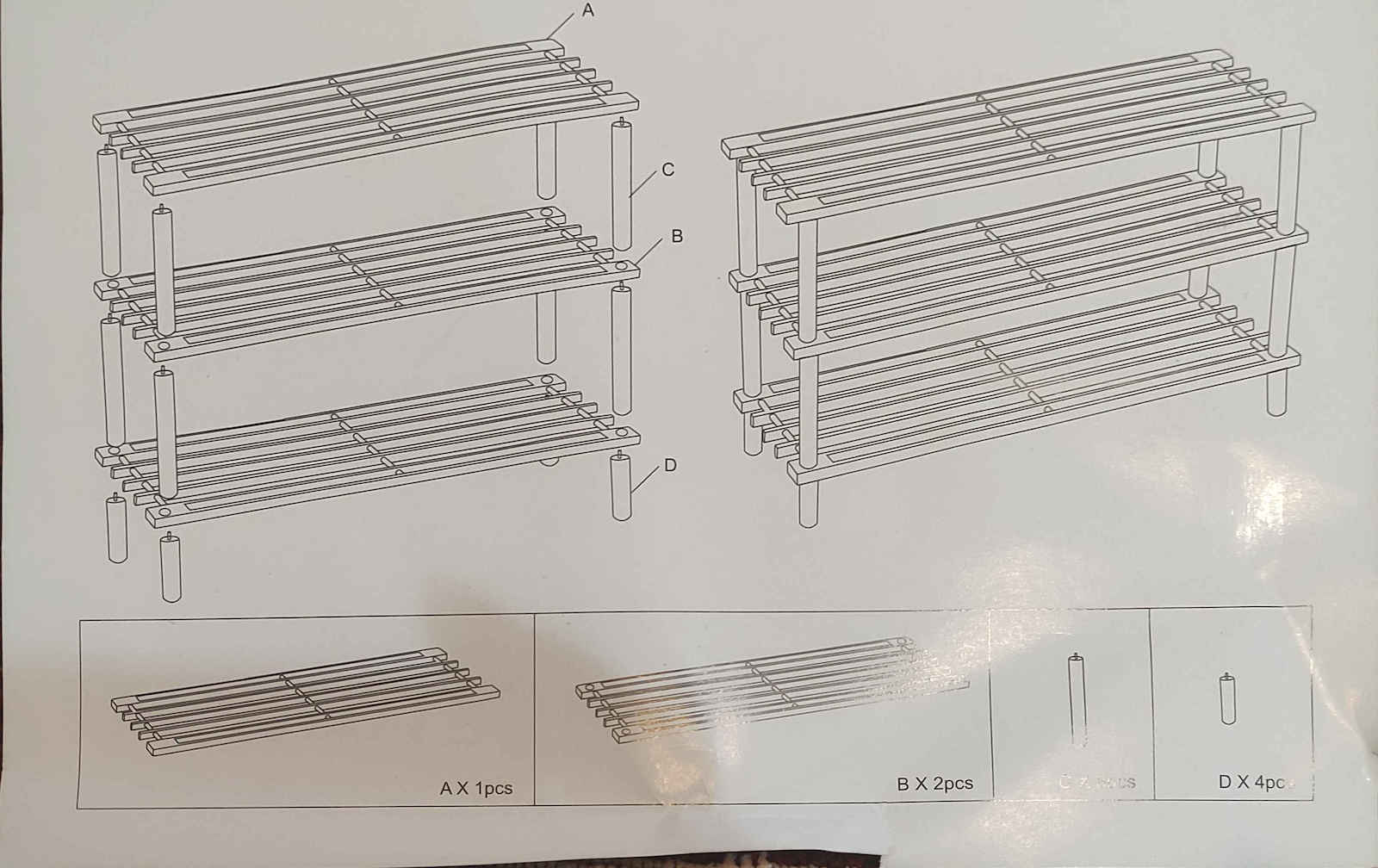 Shoe Organizer with 3 Shelves Beige 74x26x49cm