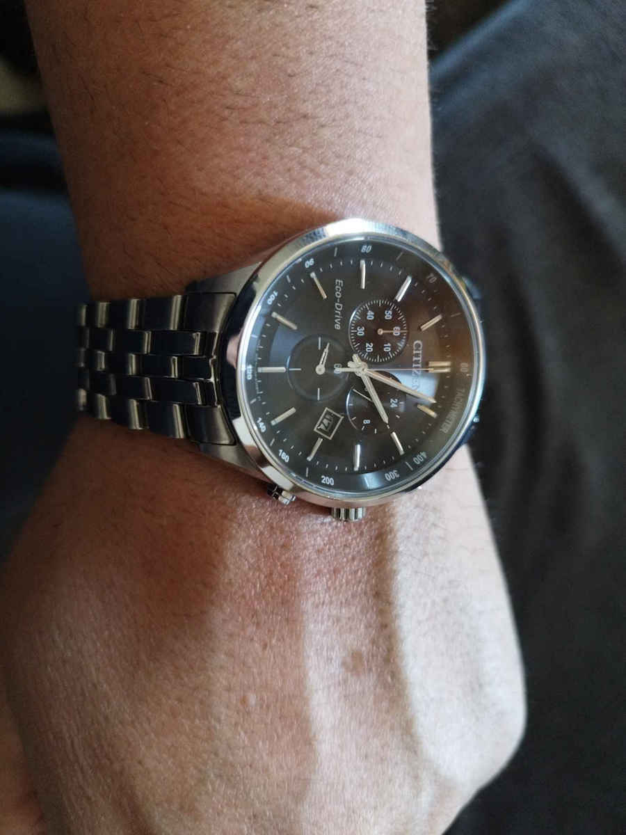 Citizen Ανδρικό Ρολόι 42mm Χρονογράφος Eco - Drive με Ασημί Μεταλλικό Μπρασελέ