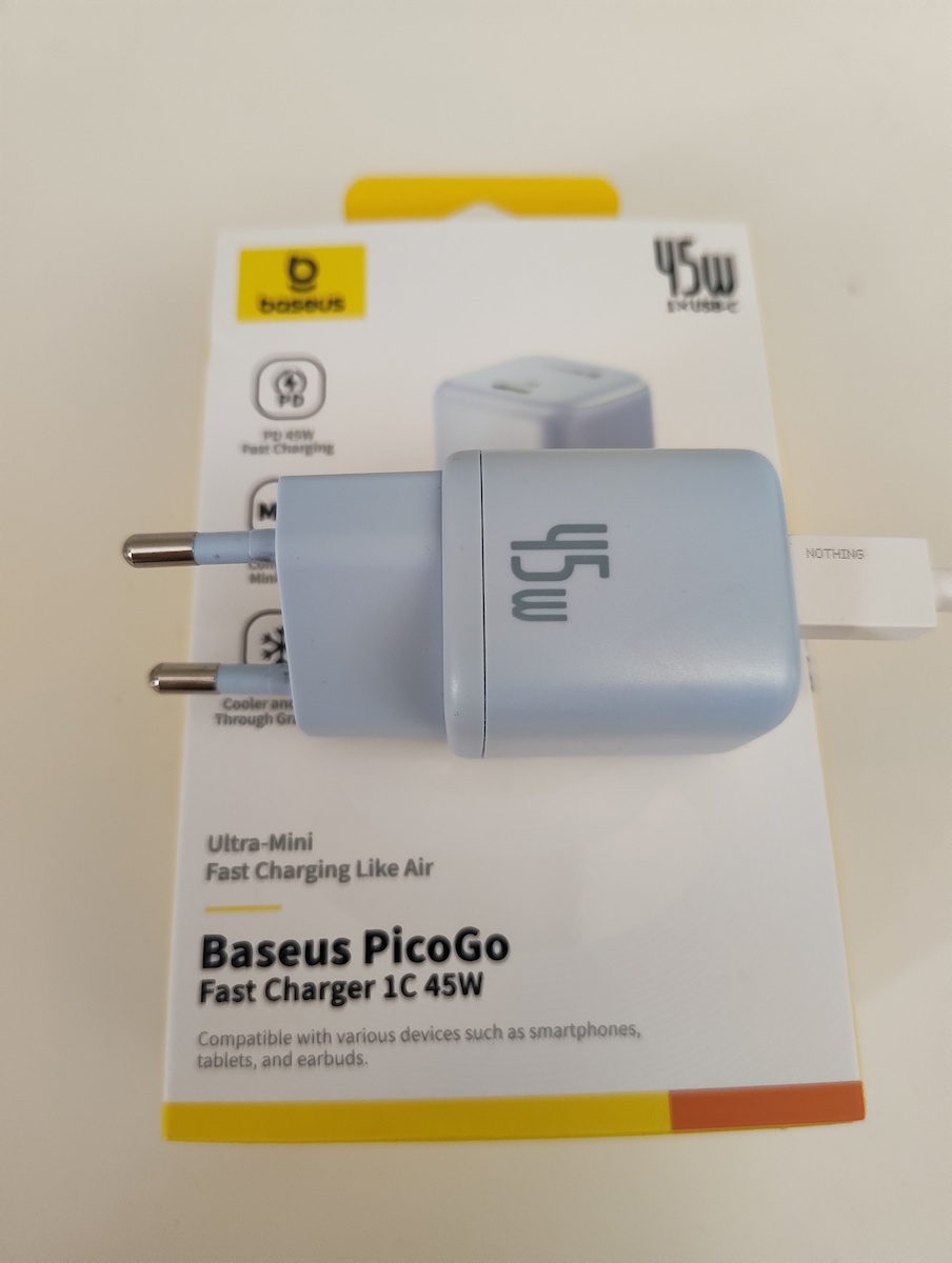 Baseus Φορτιστής Χωρίς Καλώδιο GaN με Θύρα USB-C 45W Power Delivery / Quick Charge 3.0 / SuperCharge Λευκός (PicoGo)