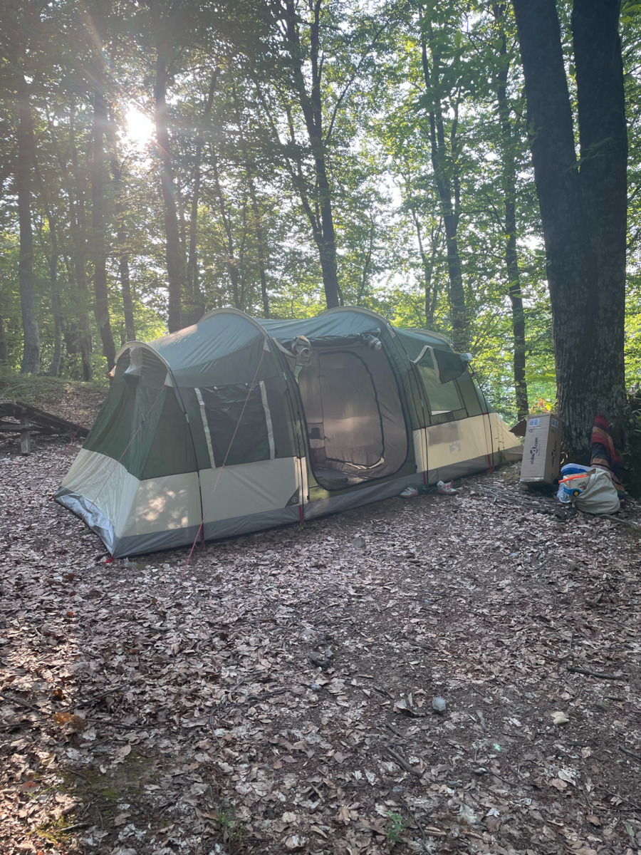 vidaXL Camping Tent Tunnel Brown for 4 People 472x245x192cm