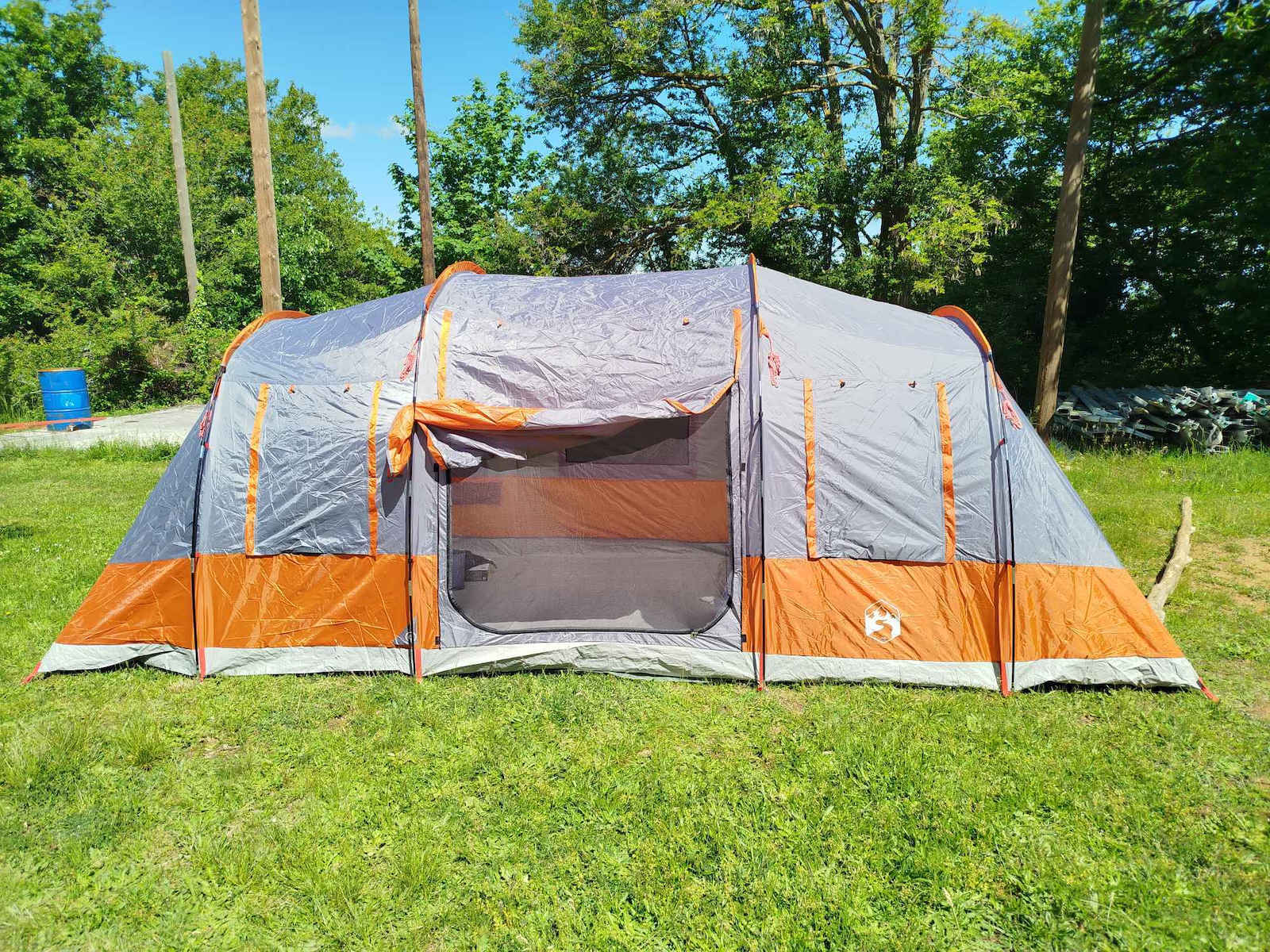 vidaXL Σκηνή Camping Τούνελ Γκρι για 6 Άτομα 564x240x205εκ.