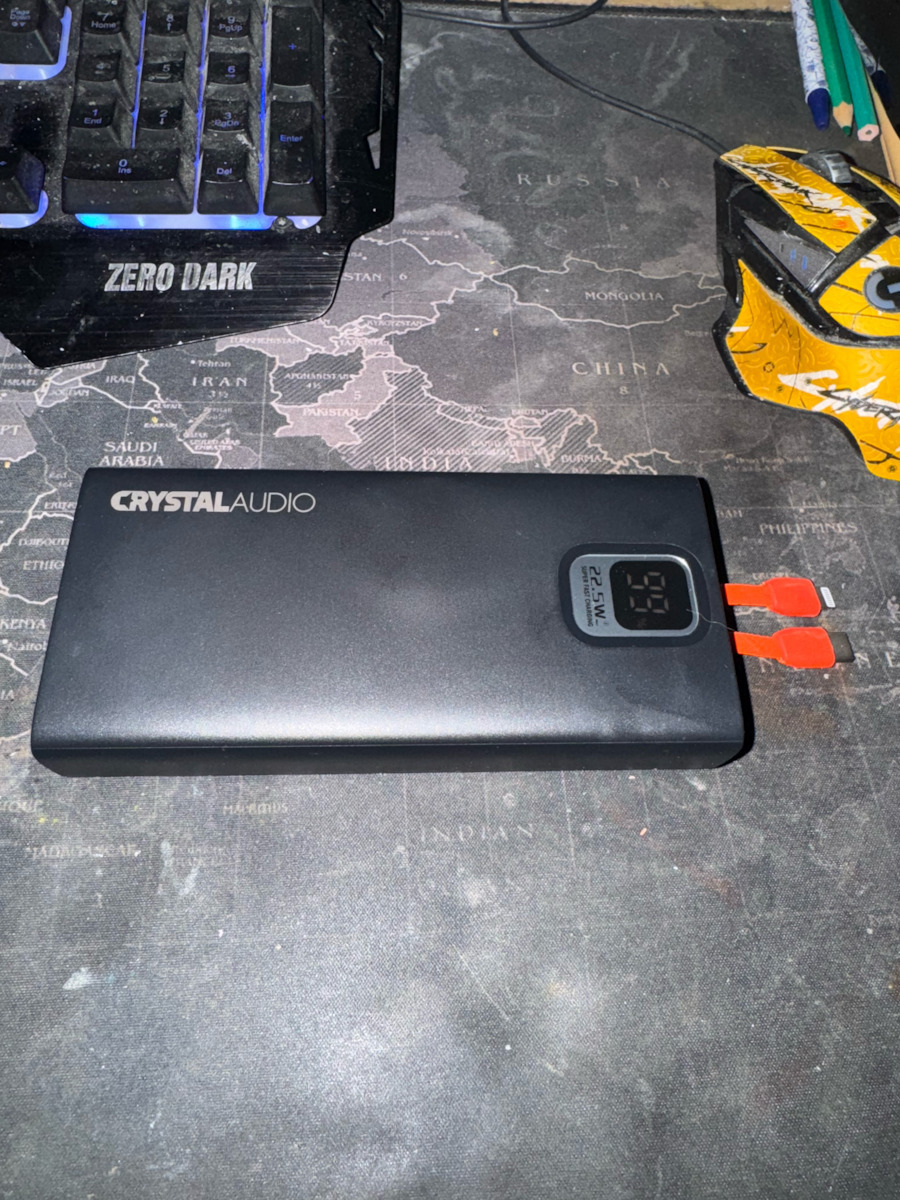 Crystal Audio PBK7K Power Bank 20000mAh 20W with USB-A Port and 2 USB-C Ports Power Delivery / Quick Charge 3.0 Black