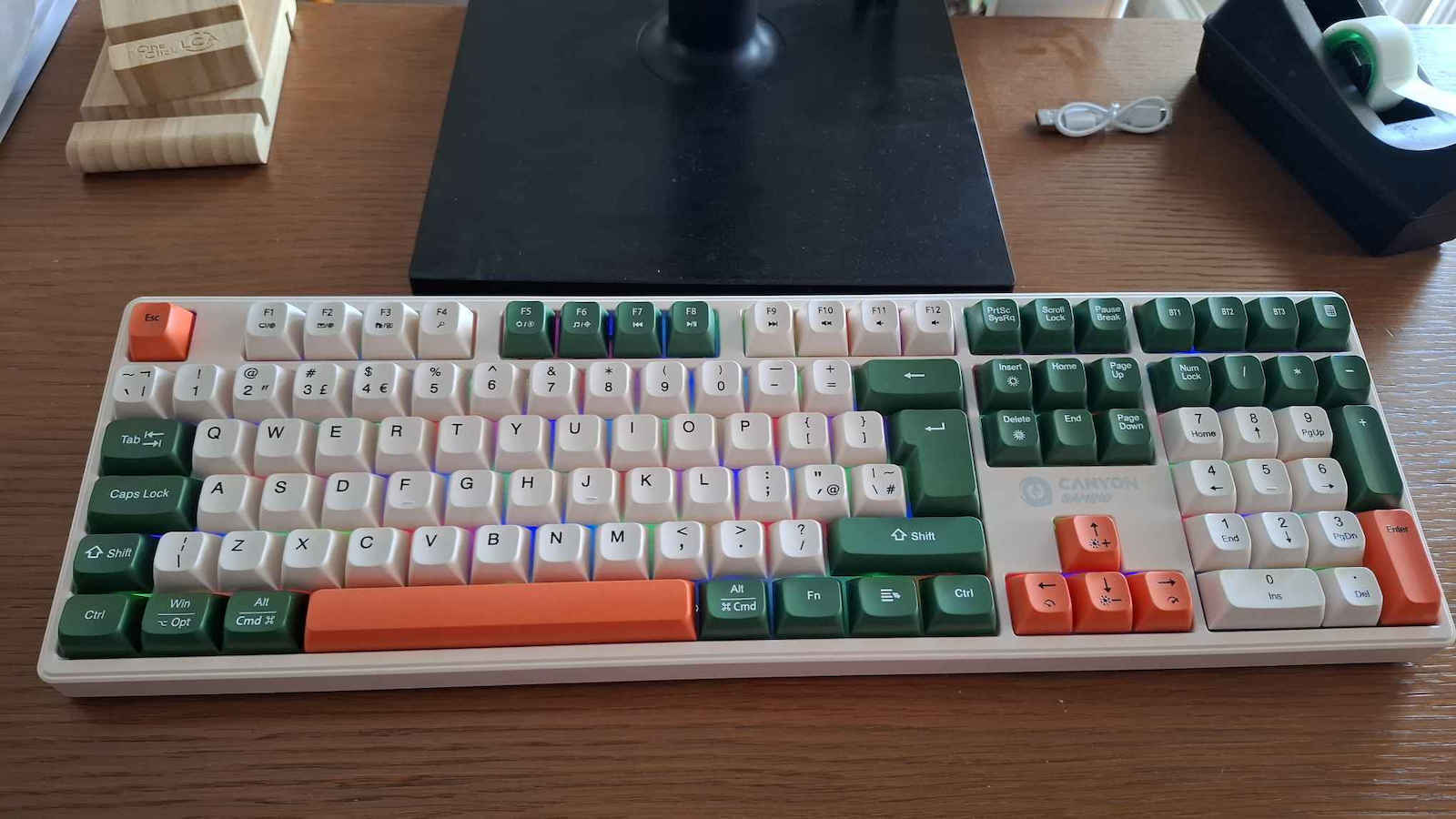Canyon GKW-11 Drahtlos Gaming Mechanische Tastatur mit Benutzerdefiniert Braun Schaltern und RGB-Beleuchtung (Englisch US)