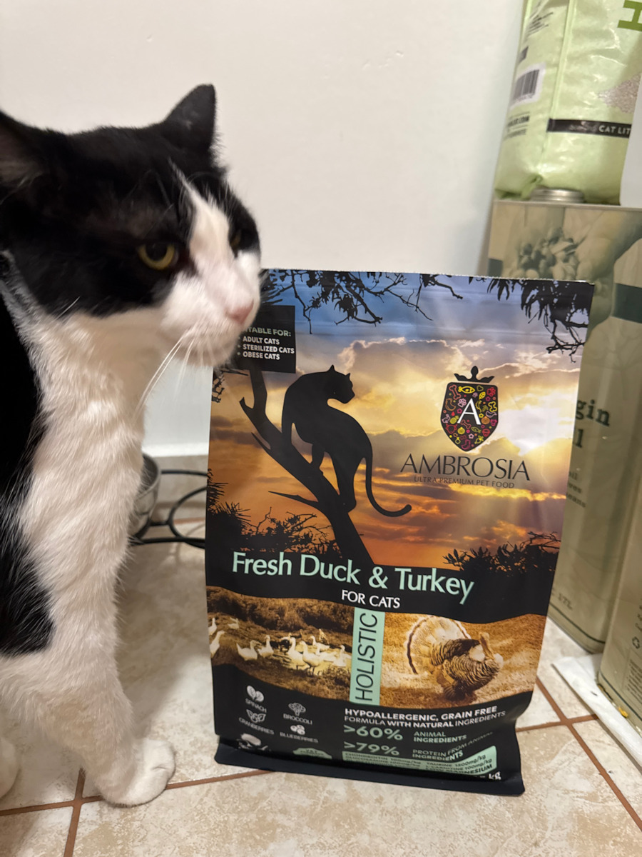 Ambrosia Fresh Duck & Turkey Dry Food Grain-Free for Adult Sterilized Cats with Duck / Turkey 5kg