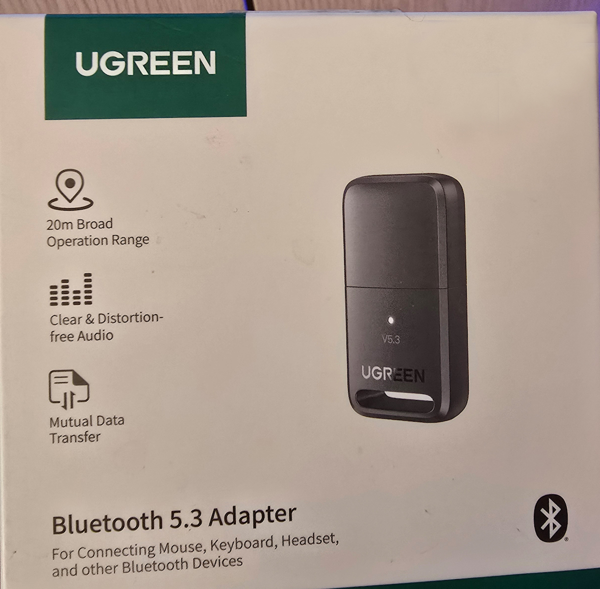 Ugreen USB Bluetooth 5.3 Adapter με Εμβέλεια 20m (35995)