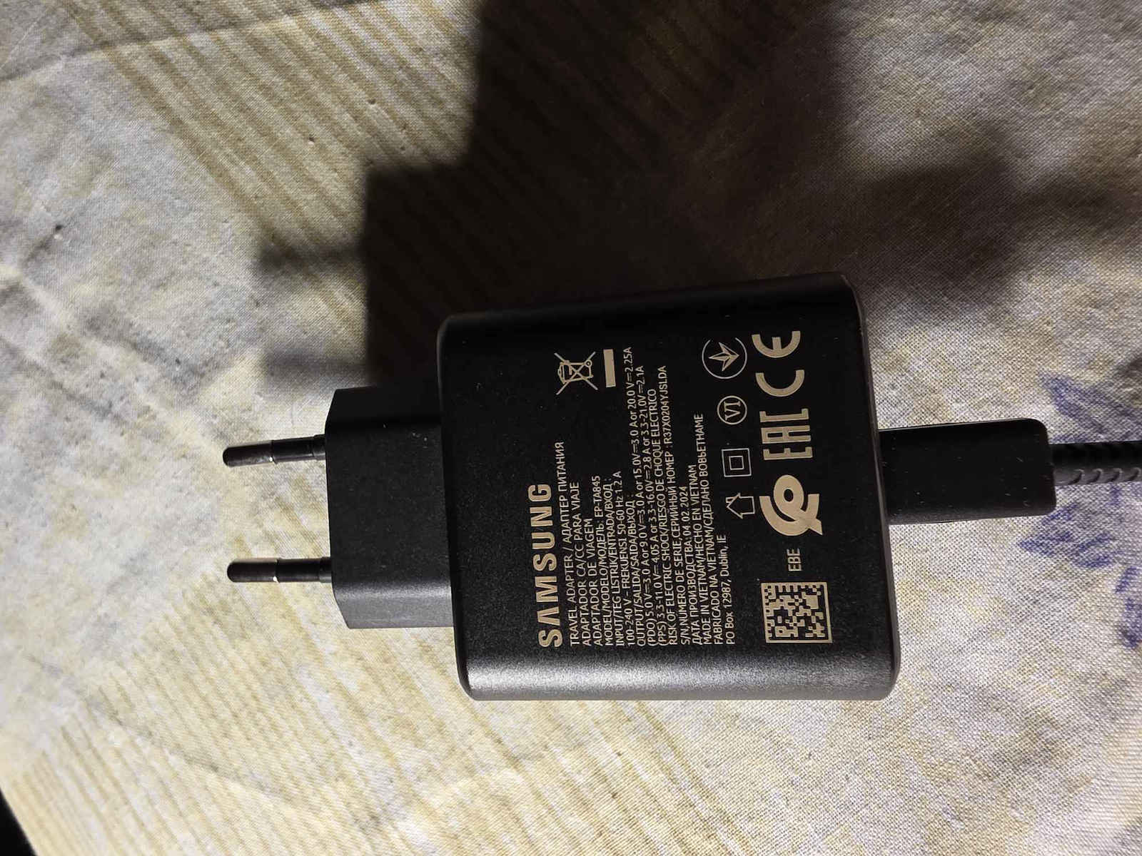 Samsung Φορτιστής με Θύρα USB-C και Καλώδιο USB-C - USB-C 45W Λευκός (EP-TA845)
