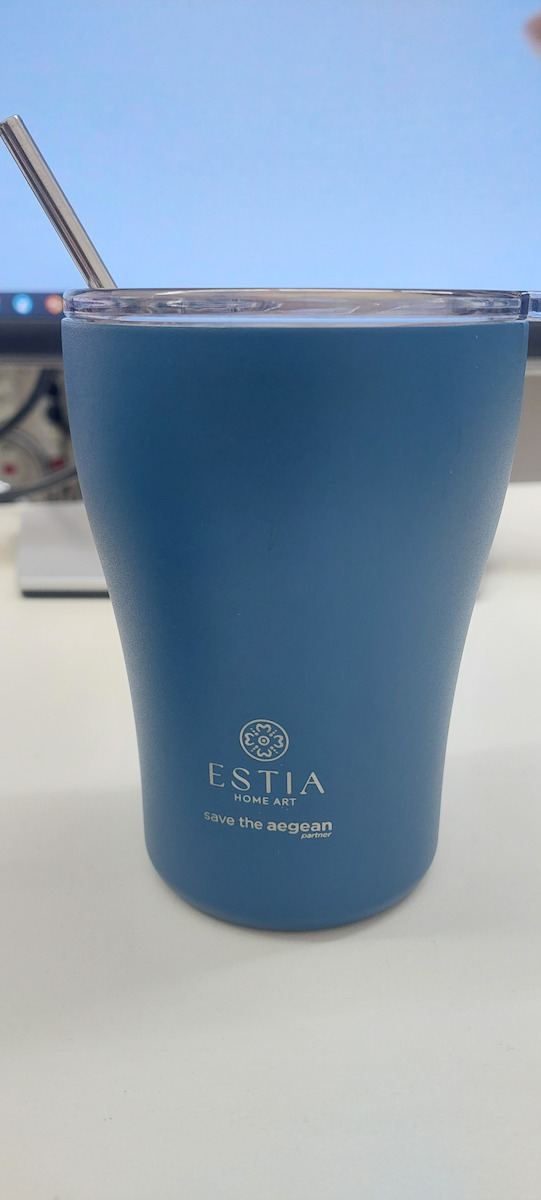 Estia Coffee Mug Save The Aegean Ανακυκλώσιμο Ποτήρι Θερμός Ανοξείδωτο BPA Free 500ml Blossom Rose με Καλαμάκι